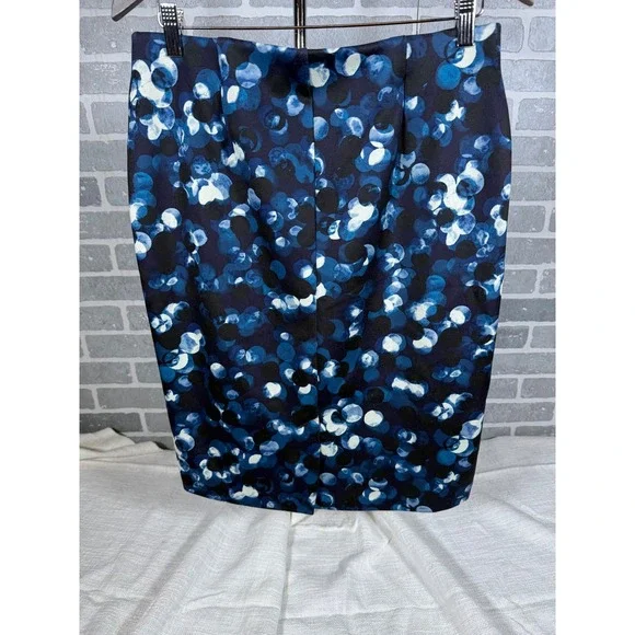 Roz & Ali Womens Blue Black Abstract Bubble Print Elastic Waist Pencil Skirt M - Picture 3 of 3